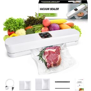 ماكينة غلق أكياس الطعام ميترونيك، مجموعة قوية 4 في 1 لغلق أكياس الطعام، أوضاع حفظ الطعام الجاف والرطب مع 10 أكياس، خرطوم شفط الهواء، أضواء مؤشر LED، ماكينة غلق الأكياس الصغيرة باللون الأبيض in Kuwait