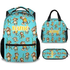 Monkey Backpack for Girls & Boys, 16 Inch Monkeys Print Backpacks for School, Cute Lightweight Bookbag for Kids