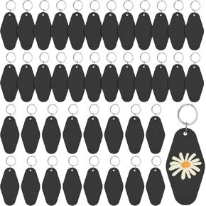 LOTMER 40 PCS Hotel Keychain Blank with Key Rings, 20 Colors Plastic Rhombus Motel Keychain for DIY Keychain and Luggage Tag