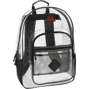 Summit Ridge Clear Waterproof Heavy Duty Stadium Approved Backpack with Water Bottle Holding Pockets, Front Zipper Pocket and Mesh Pocket for Men and Women in Black