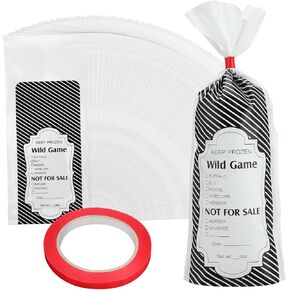 Yeaqee 500 Pcs Ground Beef Freezer Bags Wild Game Freezer Bags with Pinstripe Tape Hamburger Meat Bags Packaging for Meat Processors Storing Supplies