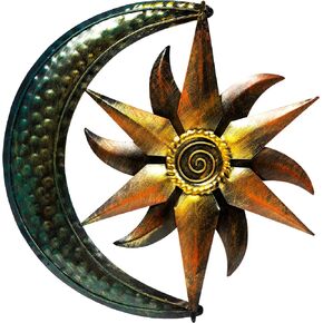 Metal Moon Wall Decor 12", Sun and Moon Wall Decor, Wall Art Decor, Outdoor Sun Wall Art