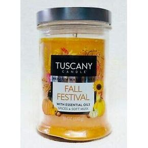 شمع رخامي ممتاز من REAL Tuscany Candle Fall Festival، 2 فتيل كبير، 18 أونصة