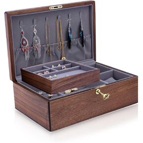 IRIVER BLANK Exquisite Black Walnut Jewelry Box: Elegantly Designed for Discerning Tastes – Noble and Elegant Storage Solution with Original Wood Craftsmanship