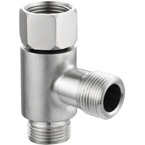 Add On Tee Fitting Stainless Steel Toilet Water Supply Line Splitter 3/8" x 3/8" x 3/8", Brushed Nickel, 1 PCS, SBA020C