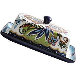 Cabilock Ceramic Butter Dish with Lids Banquet Butter Keeper Porcelain Butter Container Rectangular Food Container for Home and Kitchen
