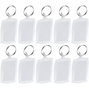 10Pcs Acrylic Photo Frame Keychains - Rectangle Blank Photo Keyring Keychains