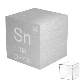 Tin Cube Sn 99.99% Metal Element Cube Pure 10mm Density Cube for Elements Collection DIY Teacher Science Creative Gift (0.39",Sn)