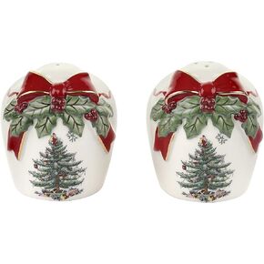 Spode Christmas Tree Ribbons Salt and Pepper Set, Gold
