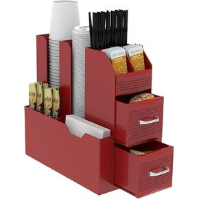 Halter Coffee Station Organizer, Kitchen Condiment Organizer, Bar Accessories and Organizer, Table Top Storage Drawers, Coffee Pod Holder and K Cup Organizer, Black