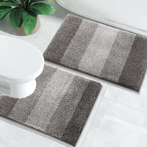 Yimobra Luxury Bathroom Rugs Sets 2 Piece, Fluffy Soft Comfortable Absorbent Microfiber Bath Mat Set, Extra Plush Thick Non Slip Shaggy Shower Rug, Machine Wash, 32x20+24x17 Inch, Grey Blue
