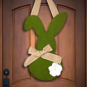 15 Inch Easter Bunny Wreaths, Easter Wreath Decoration for Front Door, Easter Hanging Decorations Indoor for Front Door Themed Party Supplies