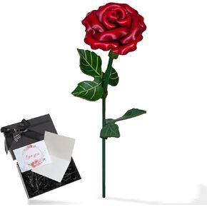 Leather Rose Gift for her/Wife/him, 3rd Wedding Anniversary, Burgundy Rose, Leather Flowers, 3 Year Wedding Anniversary Romantic Gifts for Couple, Gifts for Girlfriend