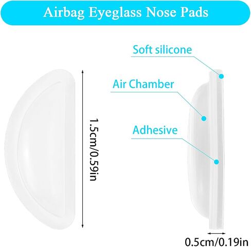 10 Pairs of Eyeglass Nose Pads, Silicone Nose Pads Soft Silicone Self Adhesive Glasses Nose Pad Anti-Slip Soft Nose Protector for Full Plastic Frames (Transparent) in Saudi Arabia