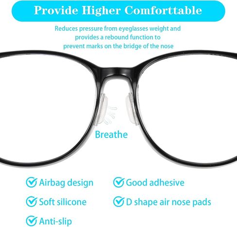 10 Pairs of Eyeglass Nose Pads, Silicone Nose Pads Soft Silicone Self Adhesive Glasses Nose Pad Anti-Slip Soft Nose Protector for Full Plastic Frames (Transparent) in Saudi Arabia