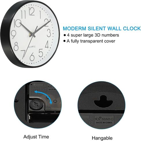 PATIKIL 8 Inch Round Wall Clock, 2 Pack Battery Operated Silent Non-Ticking Wall Clocks for Office Bedroom Kitchen Decor, White in Saudi Arabia