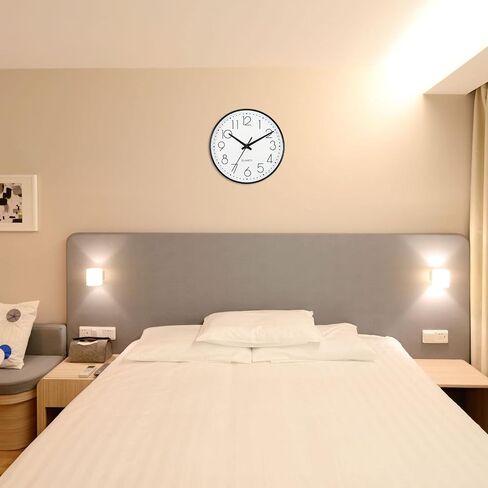 PATIKIL 8 Inch Round Wall Clock, 2 Pack Battery Operated Silent Non-Ticking Wall Clocks for Office Bedroom Kitchen Decor, White in Saudi Arabia