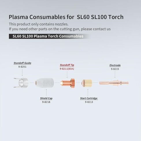 40pcs SL60 Electrode 9-8215 Tips 9-8211 Nozzle 80A for Thermal Dynamics SL60 SL100 Torch CutMaster 52 82 152 102 Plasma Cutter Consumables in Kuwait