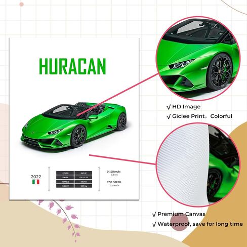 Super Car Posters for Boys Room, Canvas Car Wall Art Prints, Sports Car Poster for Men, Racing Car Room Decor for Teen Boys Bedroom, Cool Supercar Pictures for Aesthetic Decor (8x10 UNFRAMED) in Saudi Arabia
