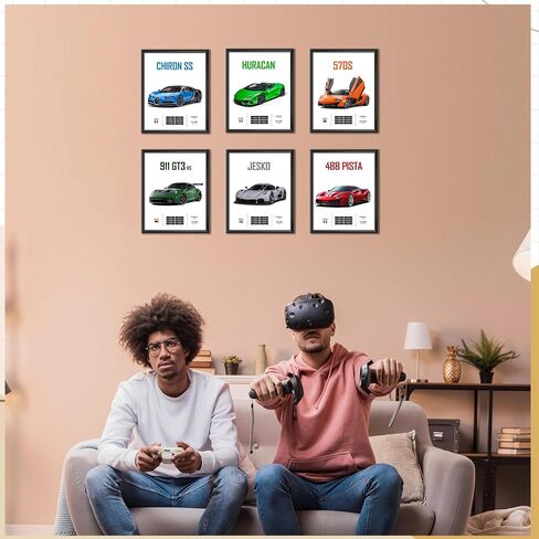 Super Car Posters for Boys Room, Canvas Car Wall Art Prints, Sports Car Poster for Men, Racing Car Room Decor for Teen Boys Bedroom, Cool Supercar Pictures for Aesthetic Decor (8x10 UNFRAMED) in Saudi Arabia