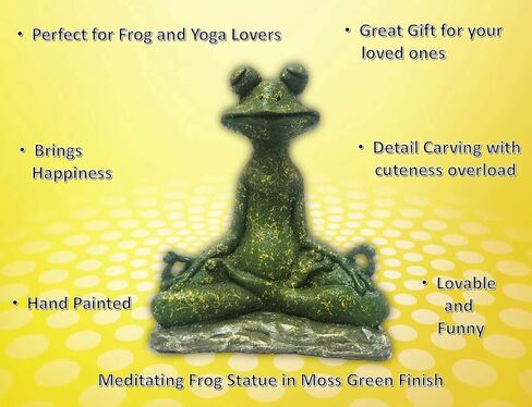 تمثال الضفدع التأملي بلمسة نهائية من الطحلب الأخضر | تمثال بوذا زين يوجا الضفدع للأماكن الداخلية وحديقة زين للديكور. in Kuwait