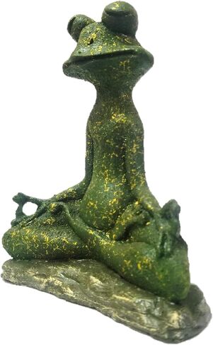 تمثال الضفدع التأملي بلمسة نهائية من الطحلب الأخضر | تمثال بوذا زين يوجا الضفدع للأماكن الداخلية وحديقة زين للديكور. in Kuwait
