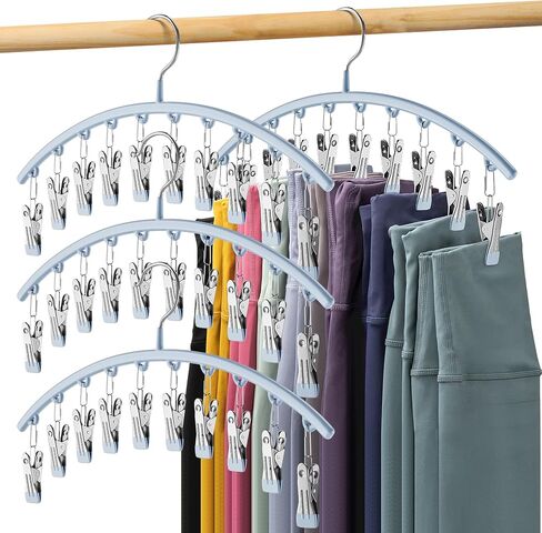 Legging Organizer for Closet, Metal Yoga Pants Hanger w/Rubber Coated 2 Pack w/10 Clips Hold 20 Leggings, Hangers Space Saving Hanging Closet Organizer for Closet Organizers and Storage-Grey in Saudi Arabia