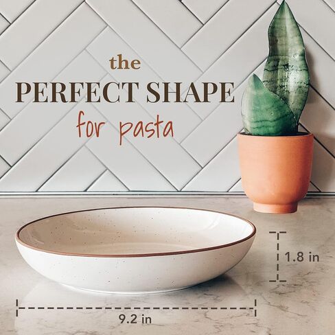 Mora Ceramic Large Pasta Bowls 30oz, Set of 4 - Serving, Salad, Dinner, etc Plate/Wide Bowl - Microwave, Oven, Dishwasher Safe Kitchen Dinnerware - Modern Porcelain Stoneware Dishes, Vanilla White in Kuwait