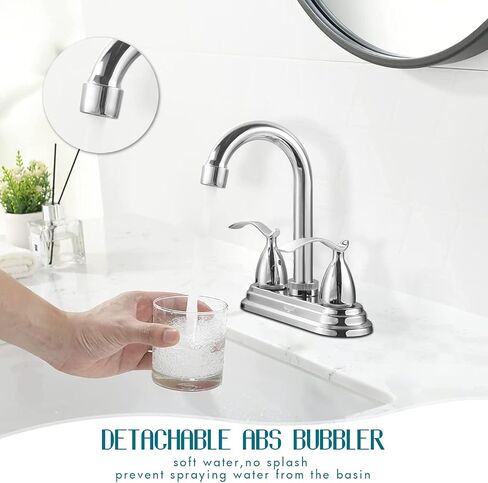 2 Handle Bathroom Faucet,4 Inch Centerset Bathroom Sink Faucet Brass Body,3 Hole Bathroom Faucet Chrome,Basin Mixer Tap with Deck Mounted Levers Handle,US-CV-40066 in Saudi Arabia