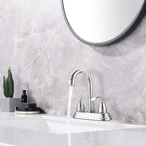 2 Handle Bathroom Faucet,4 Inch Centerset Bathroom Sink Faucet Brass Body,3 Hole Bathroom Faucet Chrome,Basin Mixer Tap with Deck Mounted Levers Handle,US-CV-40066 in Saudi Arabia