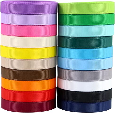 3/8 Inches Grosgrain Ribbons Fabric Ribbons, 20 Colors*2 Yards Each Total 40 Yards, Boutique Ribbons for Gifts Wrapping, DIY Bow Hair Accessories in Kuwait