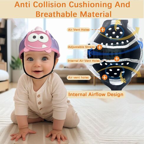 Baby Helmet for Crawing Walking,Soft Infant Safety Helmet,Baby Helmet 1-2 Years for Anti-Fall Head Protector,Adjustable, Breathable in Saudi Arabia