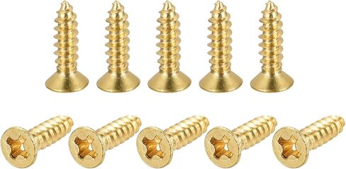 uxcell Brass Wood Screws, M3x10mm Phillips Flat Head Self Tapping Connector for Door, Cabinet, Wooden Furniture 30Pcs in Saudi Arabia