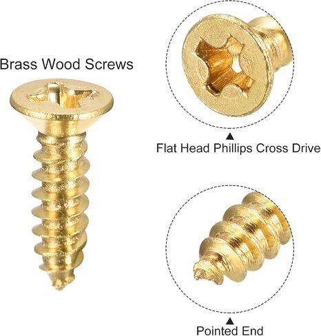 uxcell Brass Wood Screws, M3x10mm Phillips Flat Head Self Tapping Connector for Door, Cabinet, Wooden Furniture 30Pcs in Saudi Arabia
