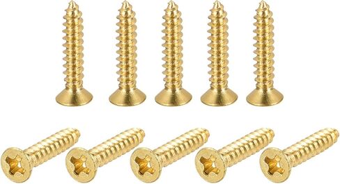uxcell Brass Wood Screws, M3x10mm Phillips Flat Head Self Tapping Connector for Door, Cabinet, Wooden Furniture 30Pcs in Saudi Arabia