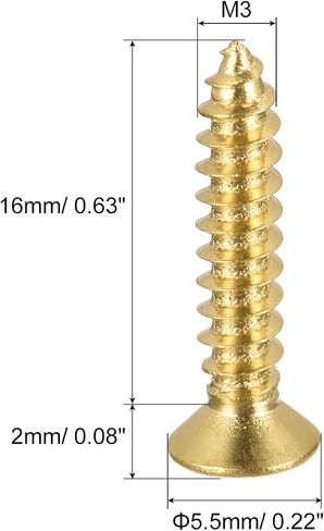uxcell Brass Wood Screws, M3x10mm Phillips Flat Head Self Tapping Connector for Door, Cabinet, Wooden Furniture 30Pcs in Saudi Arabia