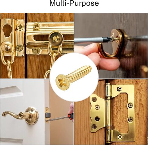 uxcell Brass Wood Screws, M3x10mm Phillips Flat Head Self Tapping Connector for Door, Cabinet, Wooden Furniture 30Pcs in Saudi Arabia