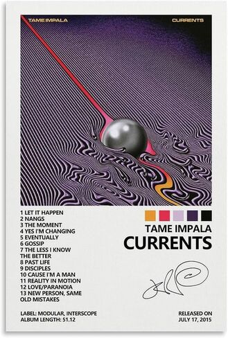 OFITIN Tame Impala Poster Currents Album Cover Posters for Room Aesthetic Posters Decorative Painting Canvas Wall Art 16x24inch(40x60cm), Unframe-style-3 in Saudi Arabia