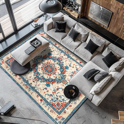 Bohemian Washable Area Carpet, Living Room 5'x7'Area Carpet, Bedroom Ultra Soft Area Carpet, Retro Design, high Fuzz, Stain Resistant Carpet, Anti Slip Backing, (Mixed Color-5, 5'X7') in Saudi Arabia
