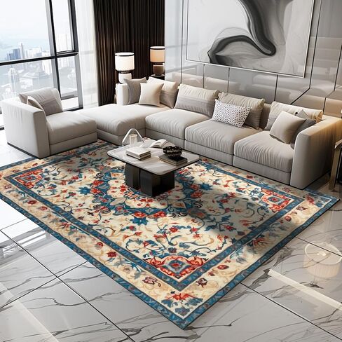Bohemian Washable Area Carpet, Living Room 5'x7'Area Carpet, Bedroom Ultra Soft Area Carpet, Retro Design, high Fuzz, Stain Resistant Carpet, Anti Slip Backing, (Mixed Color-5, 5'X7') in Saudi Arabia