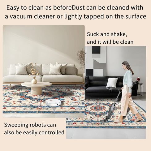 Bohemian Washable Area Carpet, Living Room 5'x7'Area Carpet, Bedroom Ultra Soft Area Carpet, Retro Design, high Fuzz, Stain Resistant Carpet, Anti Slip Backing, (Mixed Color-5, 5'X7') in Saudi Arabia