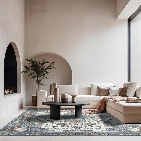 Bohemian Washable Area Carpet, Living Room 5'x7'Area Carpet, Bedroom Ultra Soft Area Carpet, Retro Design, high Fuzz, Stain Resistant Carpet, Anti Slip Backing, (Mixed Color-5, 5'X7') in Saudi Arabia