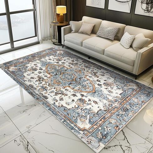 Bohemian Washable Area Carpet, Living Room 5'x7'Area Carpet, Bedroom Ultra Soft Area Carpet, Retro Design, high Fuzz, Stain Resistant Carpet, Anti Slip Backing, (Mixed Color-5, 5'X7') in Saudi Arabia