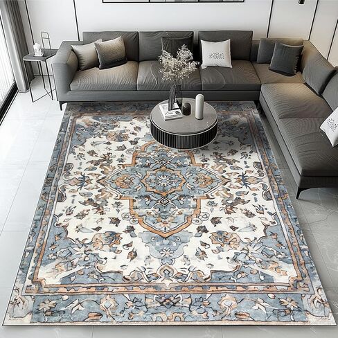 Bohemian Washable Area Carpet, Living Room 5'x7'Area Carpet, Bedroom Ultra Soft Area Carpet, Retro Design, high Fuzz, Stain Resistant Carpet, Anti Slip Backing, (Mixed Color-5, 5'X7') in Saudi Arabia