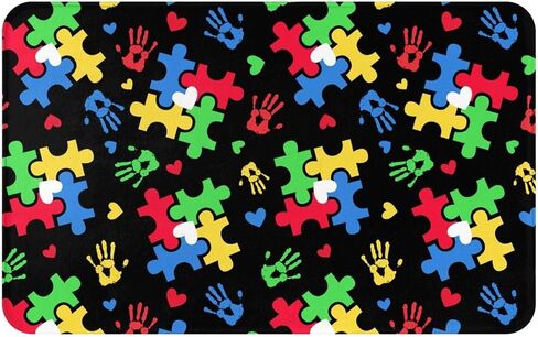 Autism Awareness Carpet Playmat Rug 20"X32",Non-Slip Soft Living Dining Room Rug for Front Door Entrance Outside Doormat in Saudi Arabia