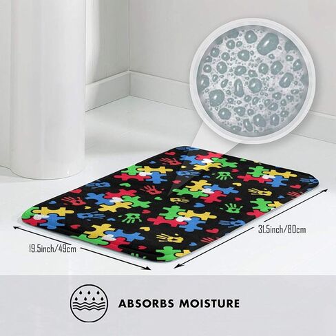Autism Awareness Carpet Playmat Rug 20"X32",Non-Slip Soft Living Dining Room Rug for Front Door Entrance Outside Doormat in Saudi Arabia