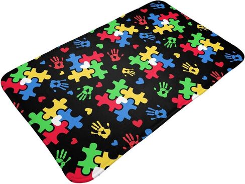 Autism Awareness Carpet Playmat Rug 20"X32",Non-Slip Soft Living Dining Room Rug for Front Door Entrance Outside Doormat in Saudi Arabia