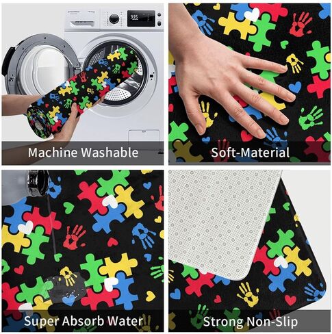 Autism Awareness Carpet Playmat Rug 20"X32",Non-Slip Soft Living Dining Room Rug for Front Door Entrance Outside Doormat in Saudi Arabia