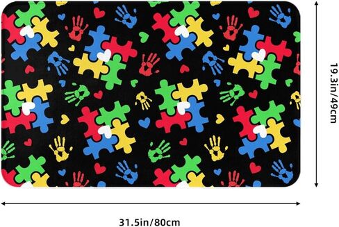 Autism Awareness Carpet Playmat Rug 20"X32",Non-Slip Soft Living Dining Room Rug for Front Door Entrance Outside Doormat in Saudi Arabia