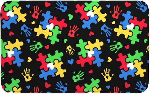 Autism Awareness Carpet Playmat Rug 20"X32",Non-Slip Soft Living Dining Room Rug for Front Door Entrance Outside Doormat in Saudi Arabia